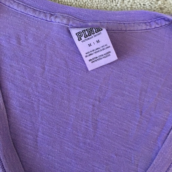 Neon purple colour Pink v-neck T Shirt - Picture 2 of 2